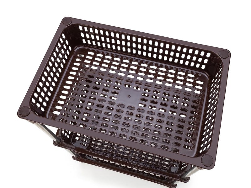 SHRUTI PlasticStainless Steel Fruit Vegetable 4 Stand Kitchen Trolley Fruit Basket Vegetable Basket Onion Potato aloo pyaz Rack for Kitchen Vegetable Stand for Kitchen 3 Layer Brown - Image 3