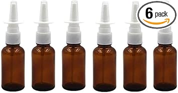Quupy 6PCS 30ml1oz Empty Refillable Glass Nasal Spray Bottle Nose Sprayer Fine Mist Sprayers Atomizers Containers Vials for Makeup Cosmetics - Image 1