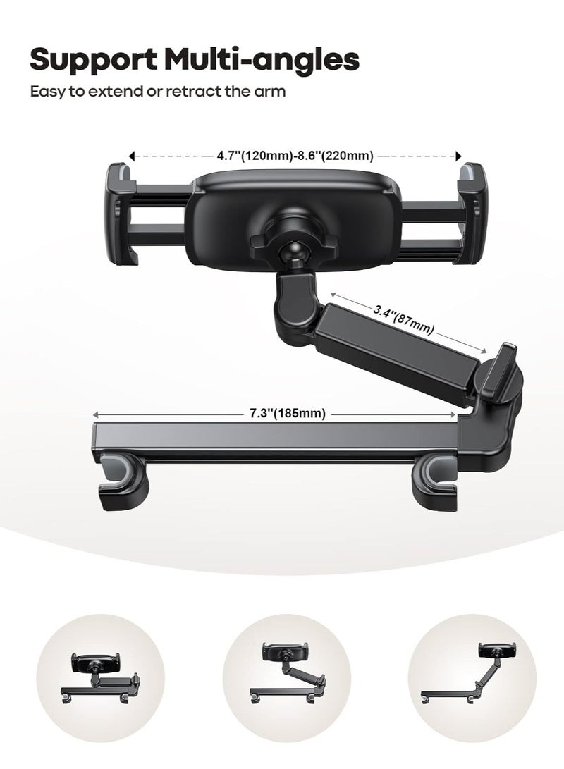 General Car Headrest Tablet Holder - [3 in 1 Extension Arm] Adjustable Tablet Car Mount for Back Seat, Road Trip Essentials for Kids, for 4.7-11" Tablet Like iPad Pro, Air, Mini, Galaxy, Fire, Black  - Image 5