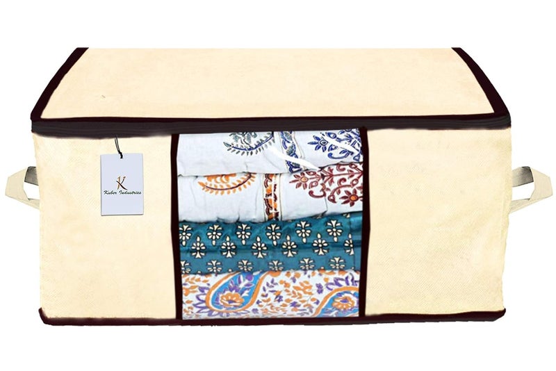 Kuber Industries Underbed Storage Bag Storage Organiser Blanket Cover Set of 2 IvoryRoyal Blue Extra Large Size - Image 4