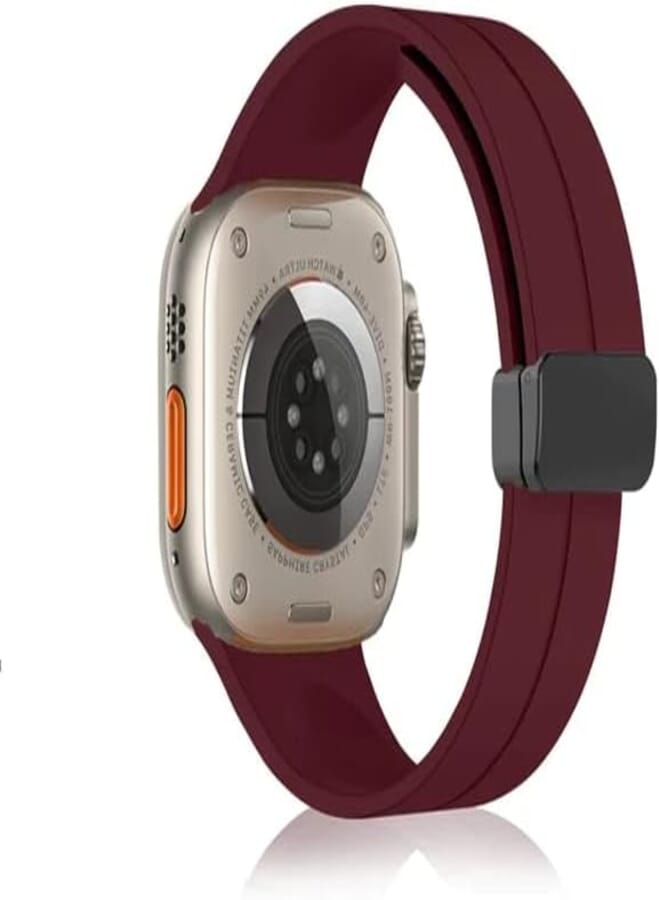 Silicone Magnetic Band for Apple Smartwatch Ultra/series 9/ series 8/ Series 7/Series 6/Series 5 Size 49/45/44/42mm, Burgundy