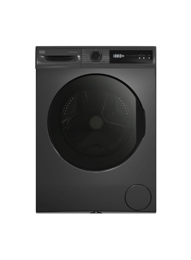 BLACK+DECKER 9kg Front Load Washing Machine, Inverter Motor, 1200 RPM, 15 Programs, LED Display, Child Lock 9 kg 2200 W BXWMF9120.001IVS Dark Grey - Image 1