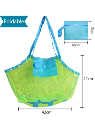 Mesh Beach Toys Bag Large Beach Bags and Totes Away from Sand Bag Toys Organizer Storage Bags Sand Toys Collector Beach Pool Gear Foldable (Green) - view 2