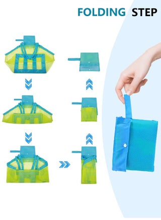 Mesh Beach Toys Bag Large Beach Bags and Totes Away from Sand Bag Toys Organizer Storage Bags Sand Toys Collector Beach Pool Gear Foldable (Green) - view 3