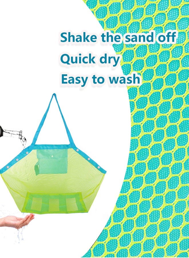 HAWAWA Mesh Beach Toys Bag Large Beach Bags and Totes Away from Sand Bag Toys Organizer Storage Bags Sand Toys Collector Beach Pool Gear Foldable (Green) - Image 4