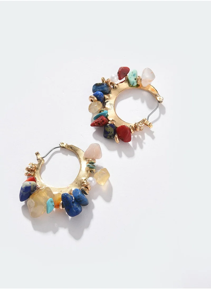 SOHI Multicoloured Contemporary Hoop Earrings