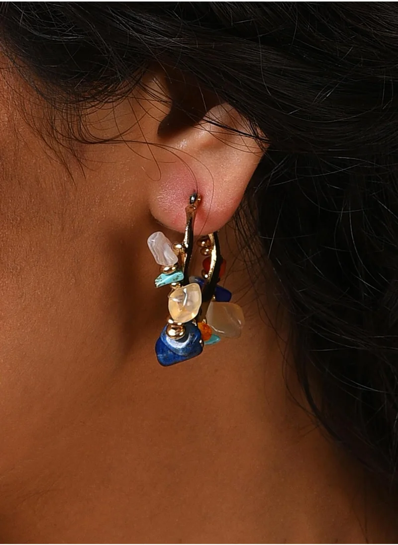 SOHI Multicoloured Contemporary Hoop Earrings
