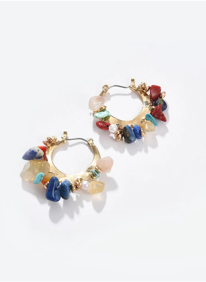 SOHI Multicoloured Contemporary Hoop Earrings