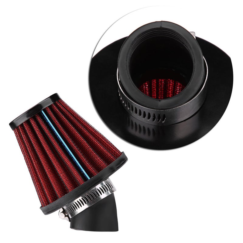 45 Degree Bend Motorcycle Air Intake Filter Cleaner Universal 48mm/1.9inch Red - Image 4