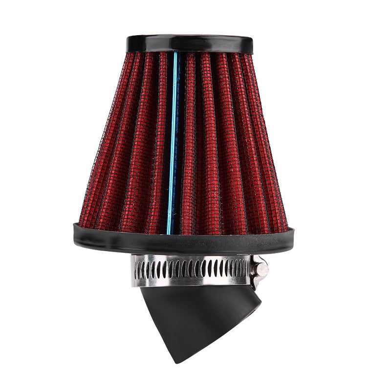 45 Degree Bend Motorcycle Air Intake Filter Cleaner Universal 48mm/1.9inch Red - Image 1