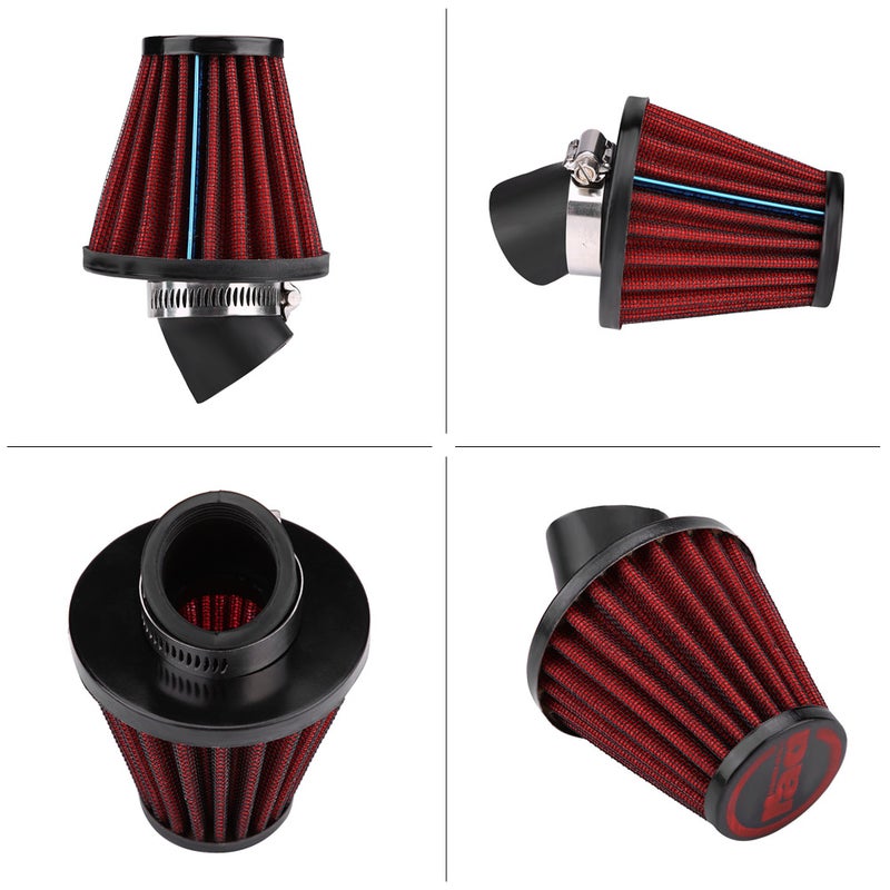 45 Degree Bend Motorcycle Air Intake Filter Cleaner Universal 48mm/1.9inch Red - Image 3