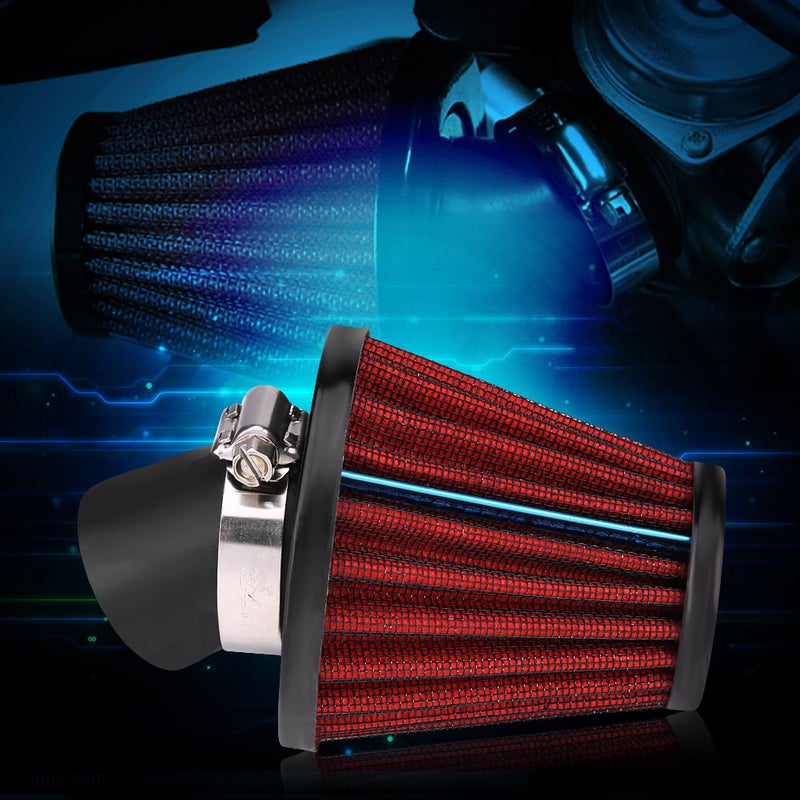 45 Degree Bend Motorcycle Air Intake Filter Cleaner Universal 48mm/1.9inch Red - Image 2