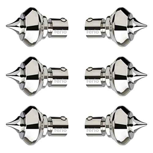 FERIO Stainless Steel Curtain Brackets, Curtain Finials for 1 Inch Rod Use for Door and Window Silver (Curtain Holder Set - 6 Pic and Curtain Finial - 6 Pic) - Image 3