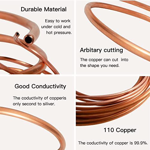 Tynulox Pure Copper Tubing 1/4" OD × 3/16" ID × 3FT Length Refrigeration Tubing Soft Coil 110 Copper Tube Seamless Round Tubing for Jewellery and Industry - Image 3
