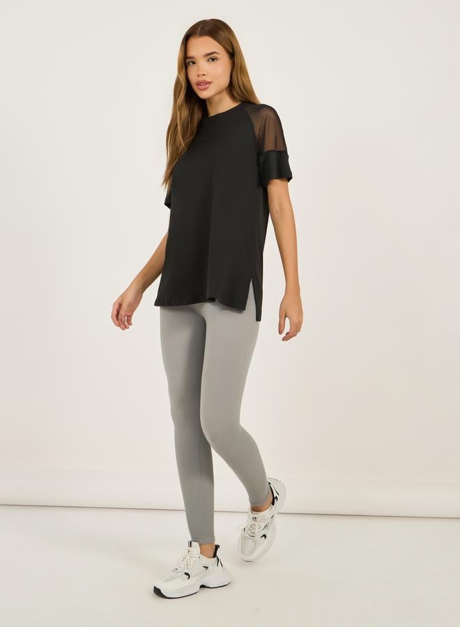 Styli Back Vertical Slogan Letter Drag Short Sleeves Top  - Image 2