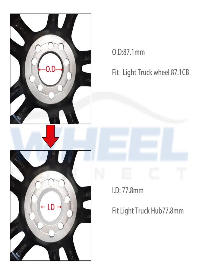 WHEEL CONNECT Hub Centric Rings, Set of 4,Aluminium Alloy Hubrings,O.D:87.1mm I.D 77.8mm. A - Image 2
