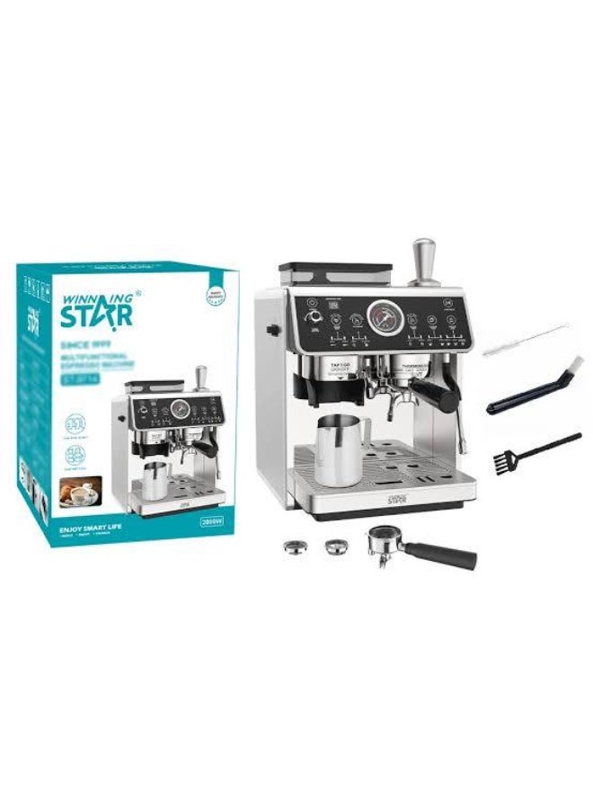 Winning Star ST-9714 Professional Espresso Coffee Machine with Built-in Grinder, 20 Bar Pump Pressure, 2800W, 2.7L - Image 2
