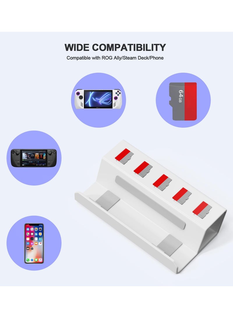 Premium Aluminum Stand for ASUS Rog Ally & Steam Deck - Anti-Slip, SD Card Slots, Sleek White Design - Image 4
