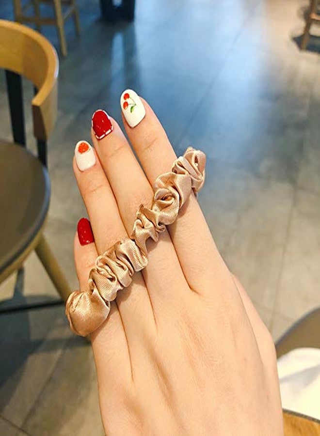 Shuiniba Silk Hair Scrunchies, Small Silk Scrunchy Skinny Hair Ties Bows,Elastics Hair Bands, Soft Scrunchy Hair Tie Ropes Ponytail Holder for Women Girls Hair Accessories 6 Pack (Elegant) - Image 3