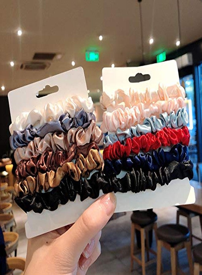 Shuiniba Silk Hair Scrunchies, Small Silk Scrunchy Skinny Hair Ties Bows,Elastics Hair Bands, Soft Scrunchy Hair Tie Ropes Ponytail Holder for Women Girls Hair Accessories 6 Pack (Elegant) - Image 4