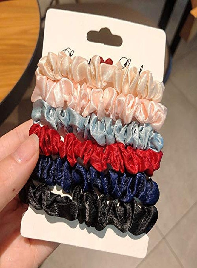 Shuiniba Silk Hair Scrunchies, Small Silk Scrunchy Skinny Hair Ties Bows,Elastics Hair Bands, Soft Scrunchy Hair Tie Ropes Ponytail Holder for Women Girls Hair Accessories 6 Pack (Elegant) - Image 5