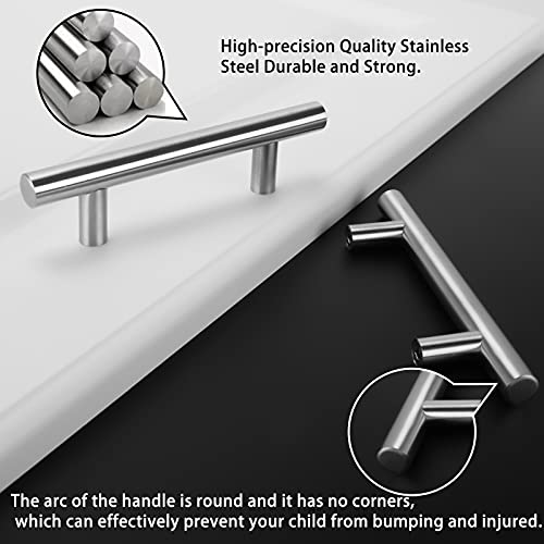 homdiy Brushed Nickel Cabinet Pull Kitchen Cabinet Handles HD201SN Drawer Pulls Brushed Nickel Cabinet Door Handles, 30Pack 3-1/2in Hole Centers Kitchen Door Handles for Cabinets - Image 4