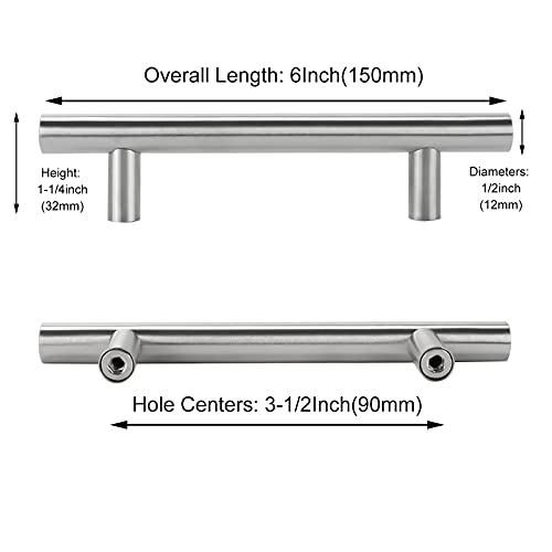 homdiy Brushed Nickel Cabinet Pull Kitchen Cabinet Handles HD201SN Drawer Pulls Brushed Nickel Cabinet Door Handles, 30Pack 3-1/2in Hole Centers Kitchen Door Handles for Cabinets - Image 2
