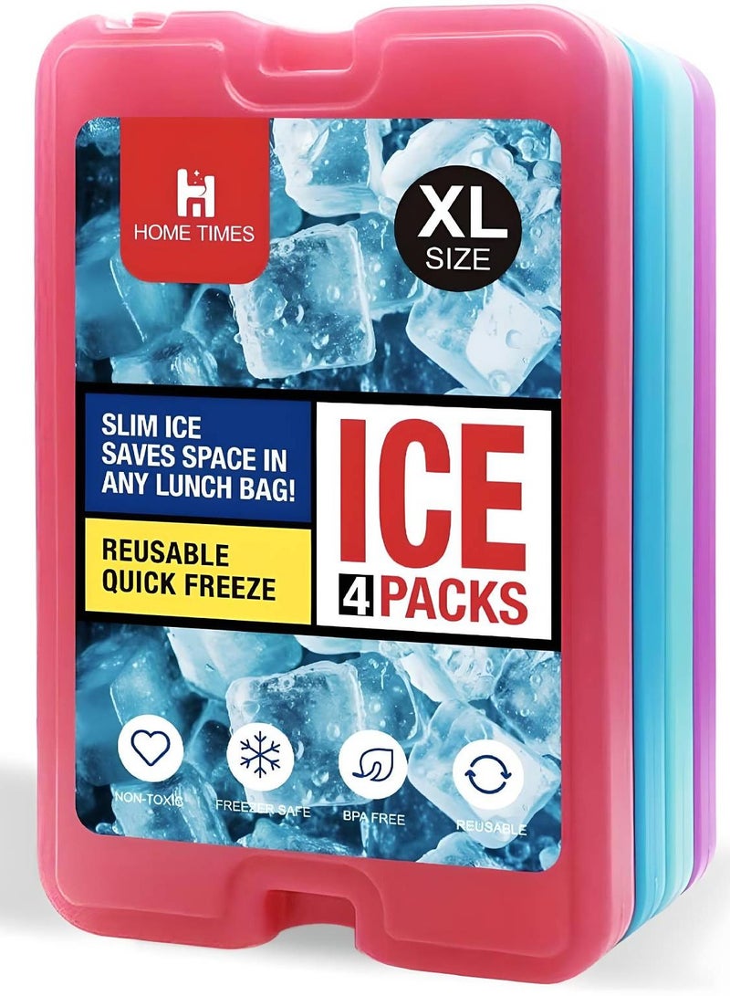 4 Pack Ice Packs, Quick Freeze Reusable PP Ice Bags for Lunch Boxes & Coolers, Space-Saving Design, Ideal for Valentine's, Mother's, Father'S Day & New Year Gifts Rectangle Size  - Image 1