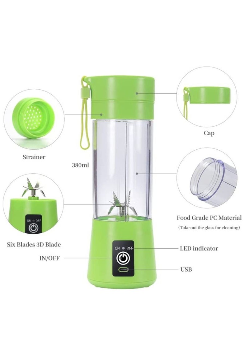 Generic - Portable Blender Cup Electric USB Juicer Blender Mini Blender PortabPh584le Blender For Shakes and Smoothies Juice 380ml Six Blades Great for Mixing - Image 1