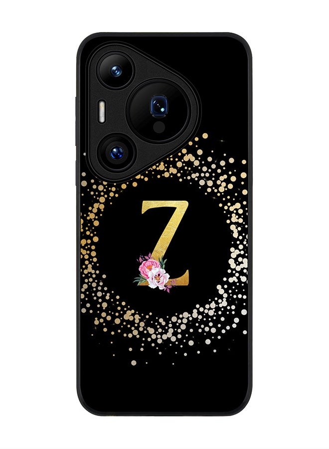 Stylizedd Rugged Black edge case for Huawei Pura 70 Pro / Huawei Pura 70 Pro Plus Case Cover- Custom Monogram Initial Letter Floral Pattern Alphabet - Z (Black) - Image 1