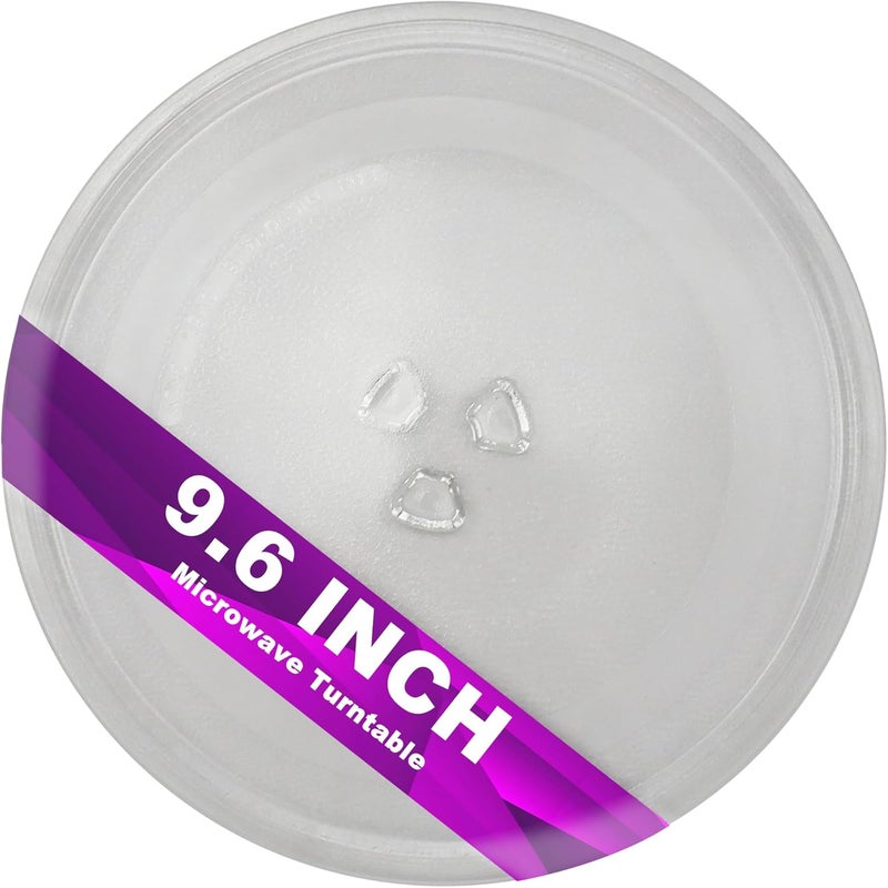 صحن دوار زجاجي صغير للميكروويف مقاس 9.6 بوصة - متوافق مع Panasonic F06016D00XN وA06015G10XN، طبق بديل مقاس 9-5/8 بوصة لـ Insignia 252100500496، 245 ملم لـ Galanz Nostalgia.