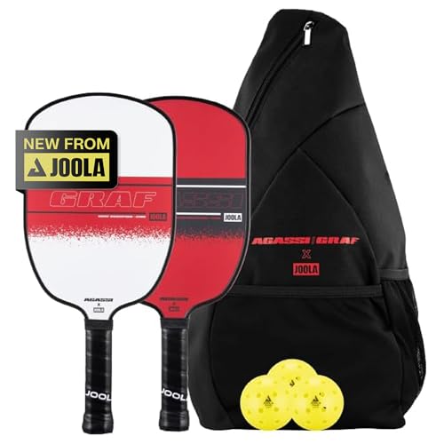 JOOLA AgassiGRAF Champion Set with Pickleball Paddles Balls Sling Bag Sandblasted Pickleball Racket Agassi Shape with Extended Sweet Spot UPAA Certified USAP Approved NFC Chip Enabled - Image 1