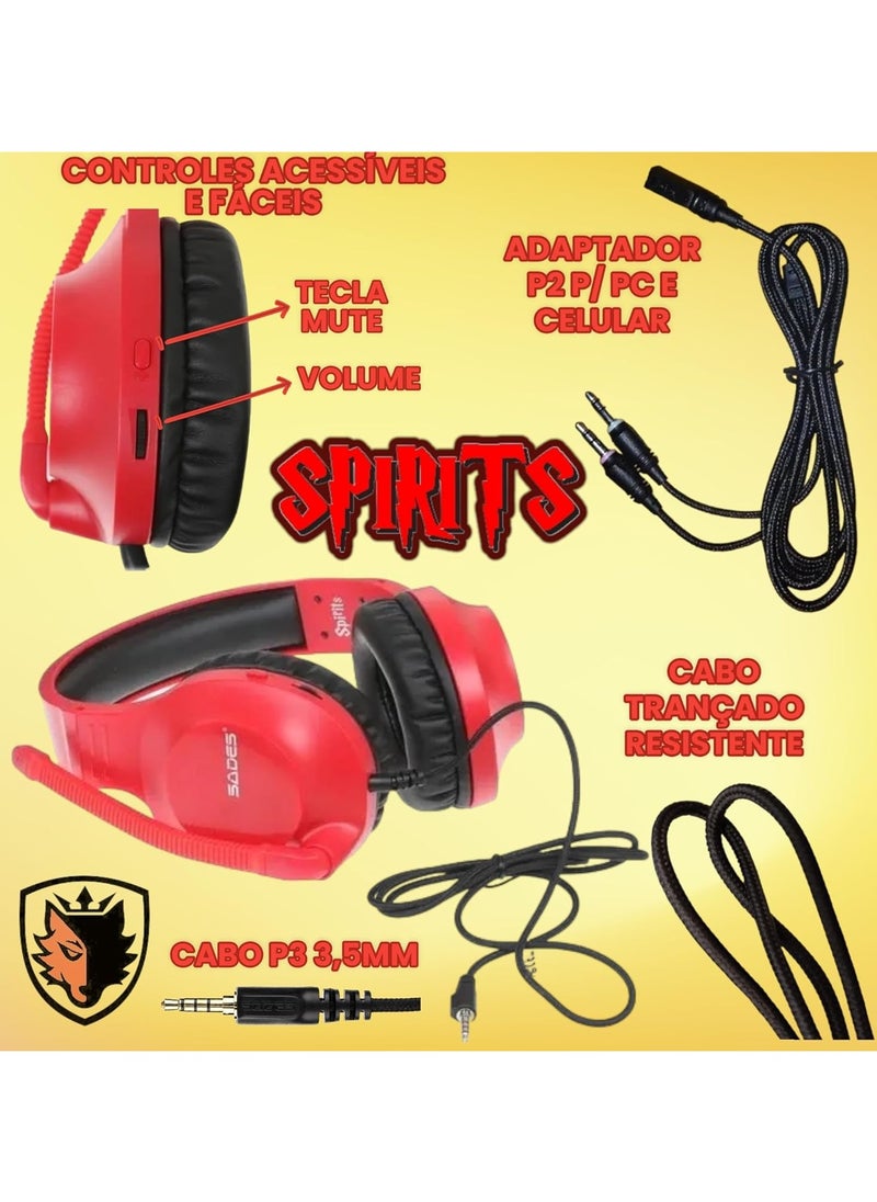 Sades Gaming Headset-Spirits (Sa-721) -Red  - Image 4