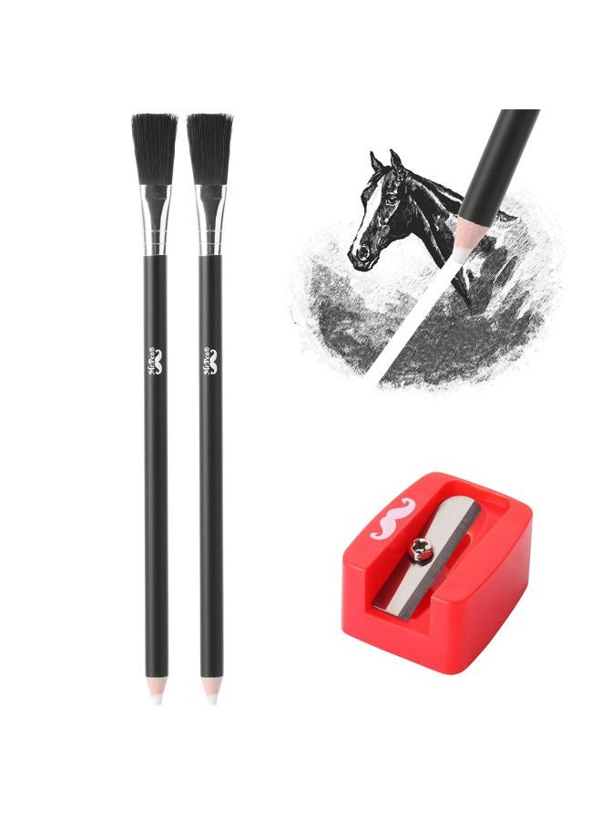 Mr. Pen Eraser Pencil with Brush, 3 Pcs, 2 Eraser Pencils, 1 Sharpener, Artist & Drawing Set - Image 1