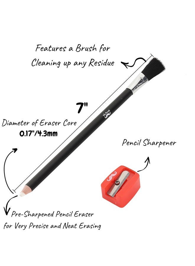 Mr. Pen Eraser Pencil with Brush, 3 Pcs, 2 Eraser Pencils, 1 Sharpener, Artist & Drawing Set - Image 3