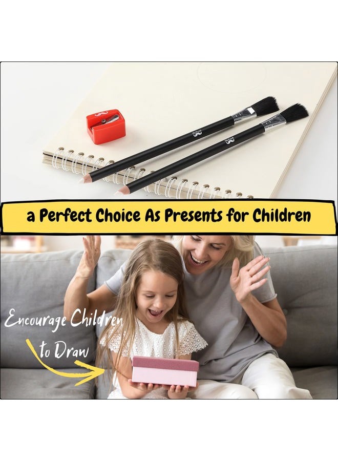 Mr. Pen Eraser Pencil with Brush, 3 Pcs, 2 Eraser Pencils, 1 Sharpener, Artist & Drawing Set - Image 5