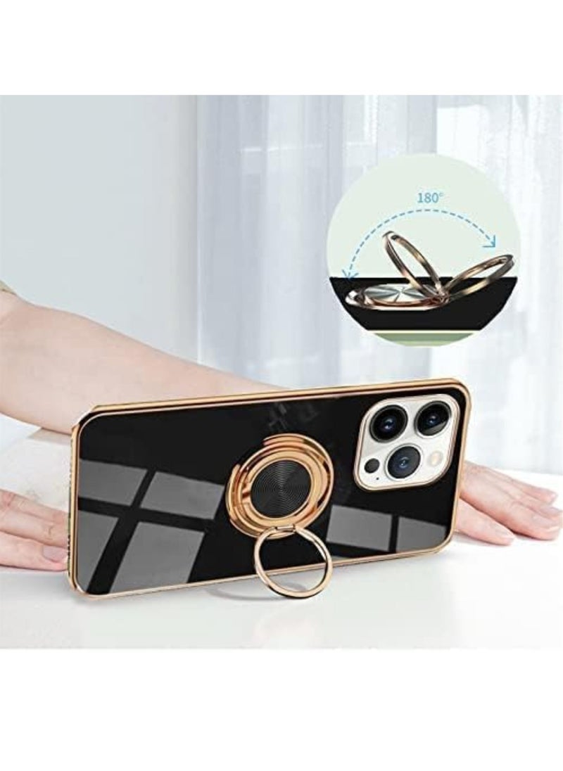Raxoom Luxury Silicone TPU Shockproof Ring Holder Kickstand Slim Plated Phone Case Cover designed for iPhone 13 Pro - Image 4