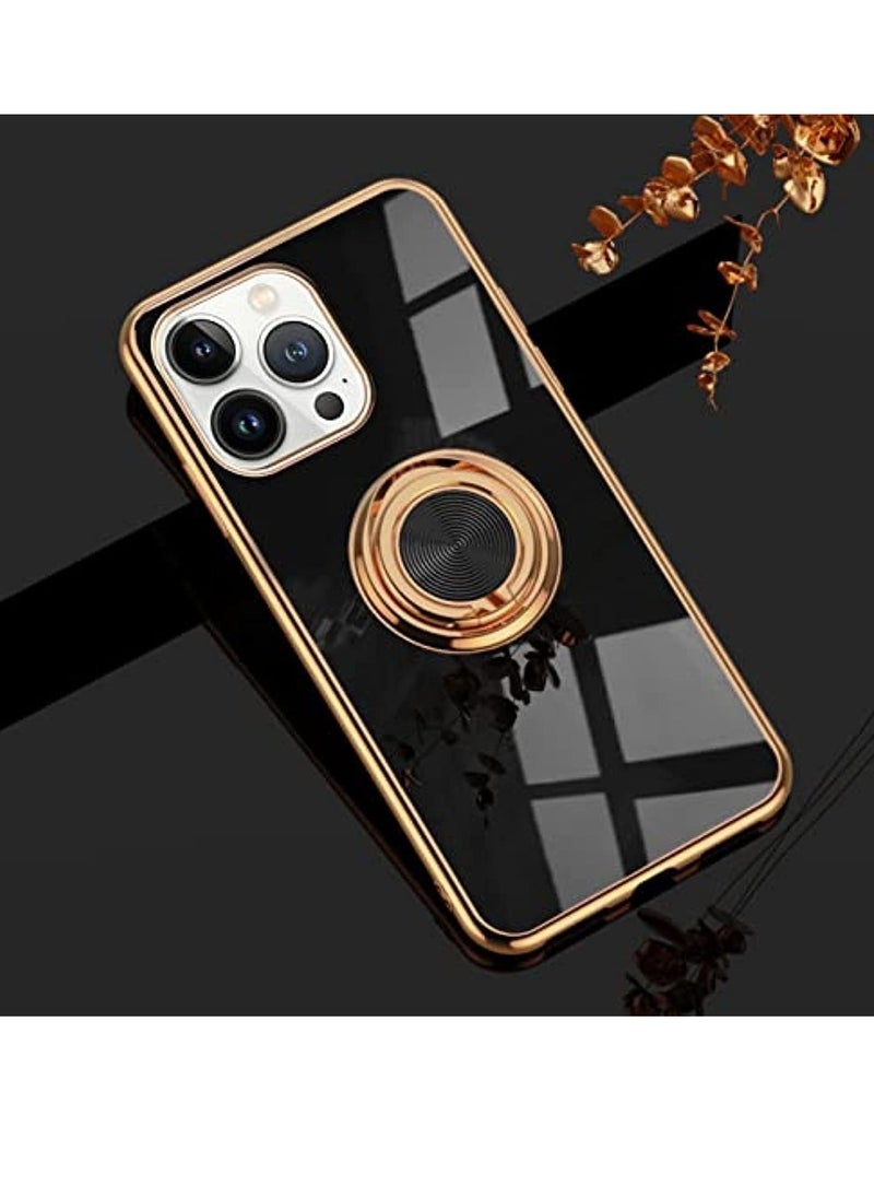 Raxoom Luxury Silicone TPU Shockproof Ring Holder Kickstand Slim Plated Phone Case Cover designed for iPhone 13 Pro - Image 3