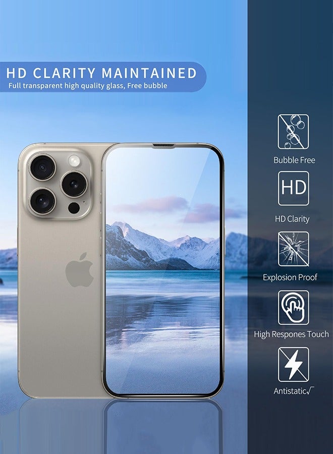 SUNDAREE 2PCS 16 Pro Max Screen Protector 6.9 Inch HD Clear Easy Installation Frame Military Grade Protection Scratch Resistant, Anti Fingerprint, Bubble Free, 9H Tempered Glass Film - Image 4