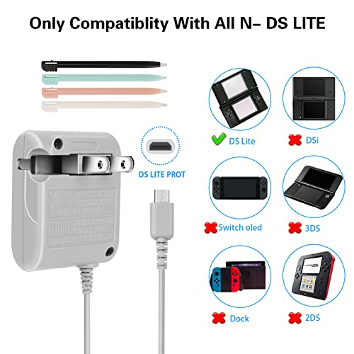 FIOTOK DS Lite Charger Kit Compatible with Nintendo DS Lite 100-240V Wall Plug Adapter with 4 Stylus Pen for Nintendo DS Lite - Image 2