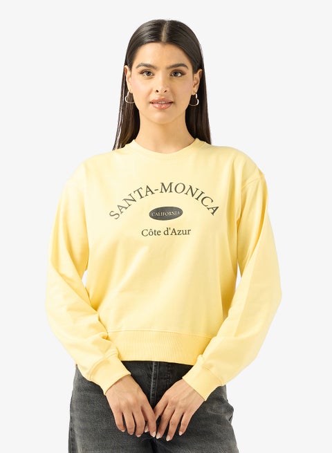 سويت شيرت سفر فضفاض بياقة دائرية