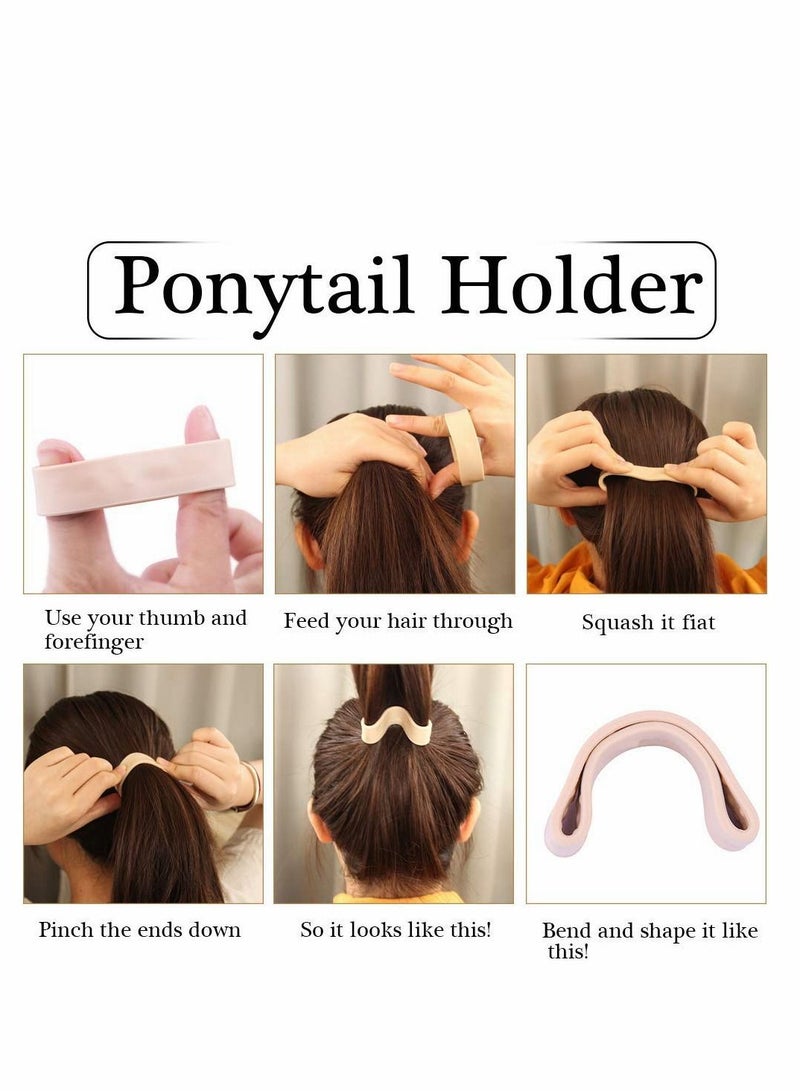 KASTWAVE ربطات شعر من السيليكون وحامل ذيل الحصان ورباط شعر قابل للطي وربطة شعر صديقة للبيئة وحلقة شعر متعددة الوظائف وأشرطة مطاطية مرنة وإكسسوارات ربط الشعر للنساء والفتيات، 3 قطع - Image 4