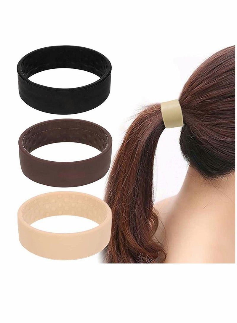 KASTWAVE ربطات شعر من السيليكون وحامل ذيل الحصان ورباط شعر قابل للطي وربطة شعر صديقة للبيئة وحلقة شعر متعددة الوظائف وأشرطة مطاطية مرنة وإكسسوارات ربط الشعر للنساء والفتيات، 3 قطع - Image 1