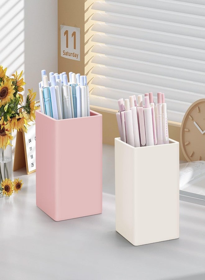 minimaliving حامل أقلام للمكتب، حامل أقلام مربع من السيليكون بتصميم نورديك إليجانس، ناعم وبسيط، حامل أقلام مكتبي مقاوم للماء، متعدد الاستخدامات، لوازم مكتبية للمنزل والأطفال والمدرسة (بيج) - Image 3