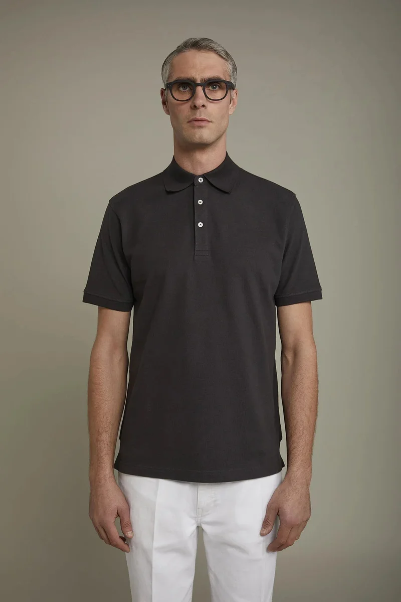Men's short sleeve polo shirt 100% piquet cotton regular fit - Grey