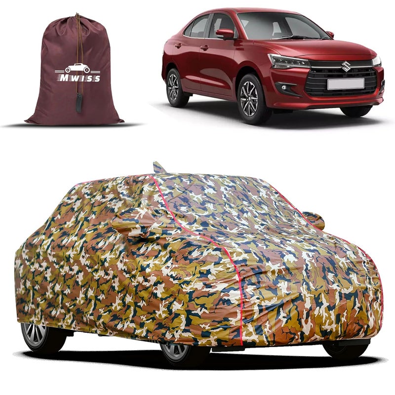IWISS MWISS Waterproof Car Cover for Maruti Suzuki Dzire | All Weather Protection Against Rain, Snow, UV Rays & Dust | Scratch Free Inner Lining, Mirror Pockets, Buckle Straps with Elastic Hem, Multicolor - Image 1