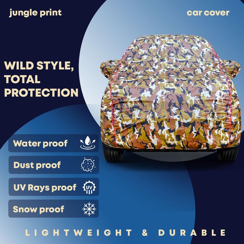 IWISS MWISS Waterproof Car Cover for Maruti Suzuki Dzire | All Weather Protection Against Rain, Snow, UV Rays & Dust | Scratch Free Inner Lining, Mirror Pockets, Buckle Straps with Elastic Hem, Multicolor - Image 2