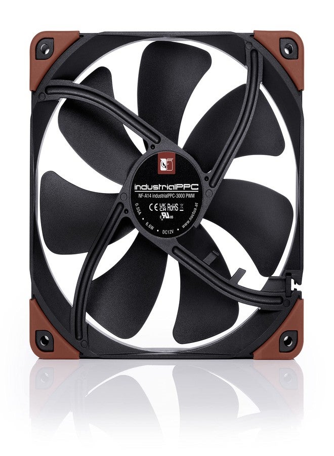 Noctua NF-A14 iPPC-3000 PWM, Heavy Duty Cooling Fan, 4-Pin, 3000 RPM (140mm, Black) for Desktop - Image 4