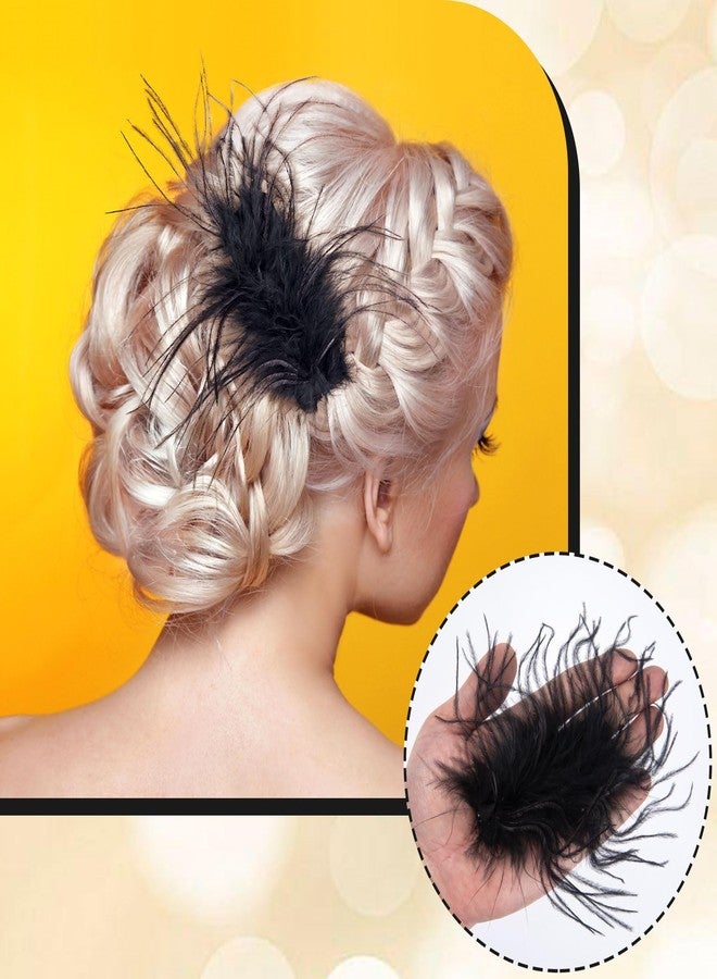 OIIKI 2Pcs Black Ostrich Hair Clip, Feather Hairgrip Retro Hair Jewelry Accessories for Women Bride Party Festival Valentine Wedding Engagement Birthday Christmas - Image 2