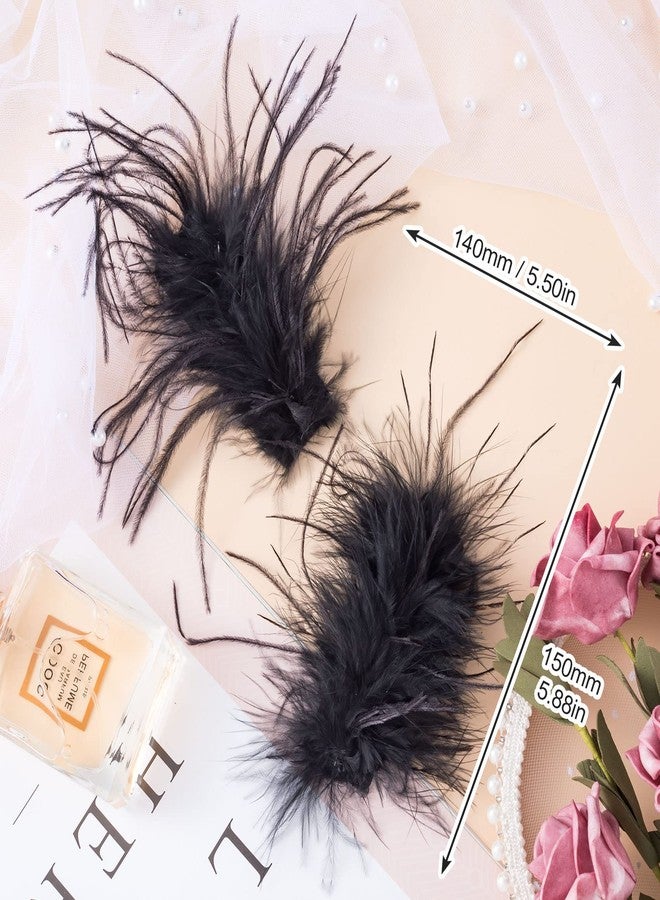 OIIKI 2Pcs Black Ostrich Hair Clip, Feather Hairgrip Retro Hair Jewelry Accessories for Women Bride Party Festival Valentine Wedding Engagement Birthday Christmas - Image 3
